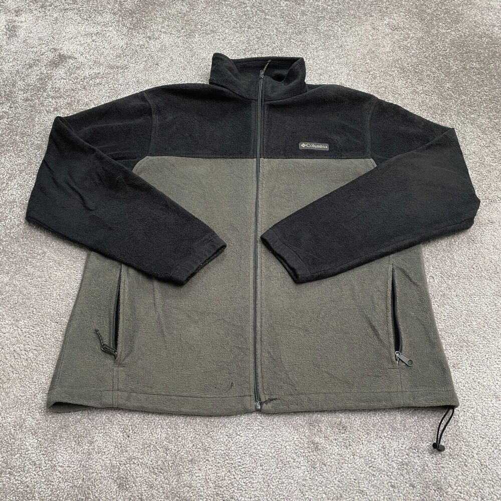 Columbia Steens Mountain Fleece Jacket Men XL Gray Black Full Zip Outdoor Hiking